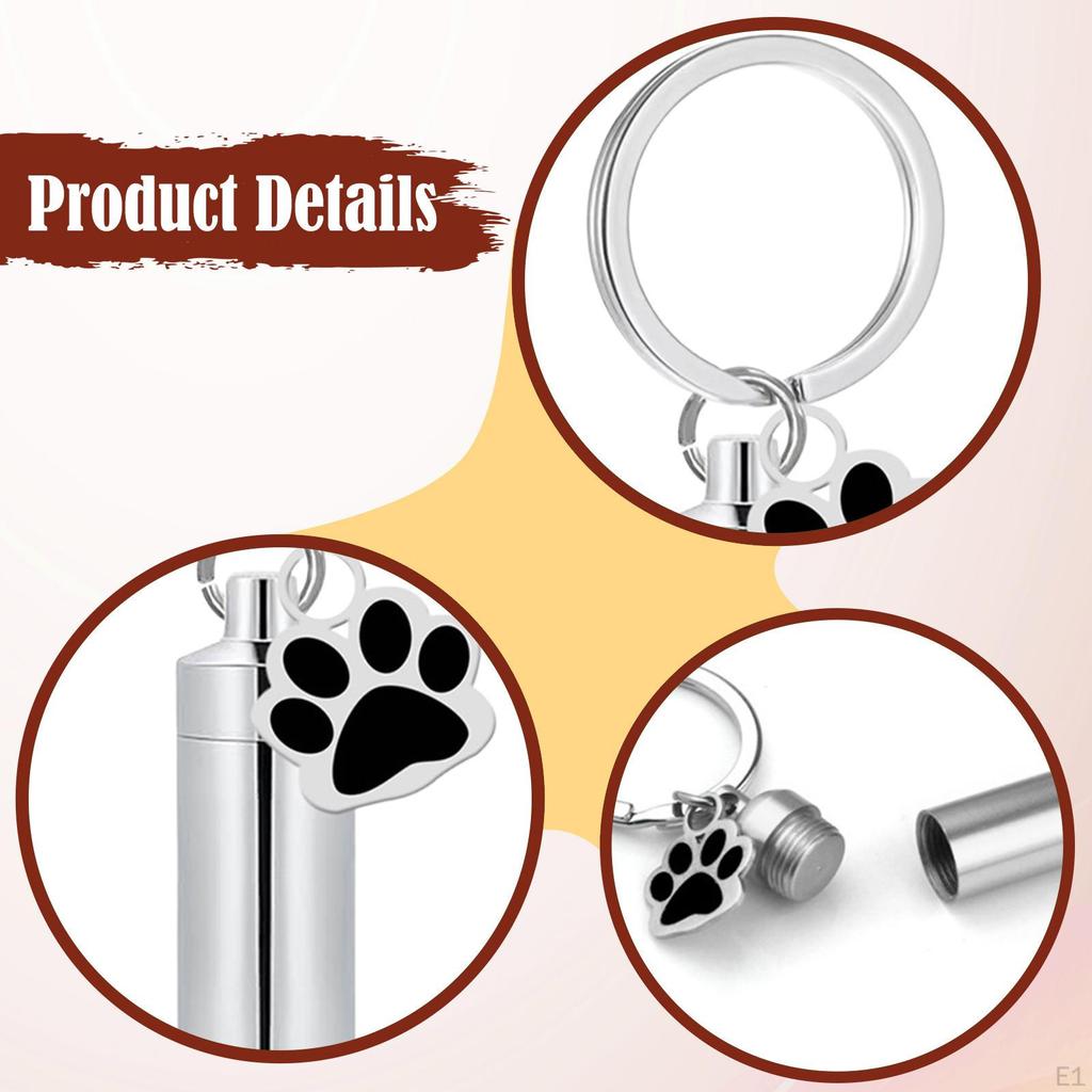 Cremation Jewelry Urn Keychain for Keepsake Key Chain Unique Metal Pet Hair Storage Bottle