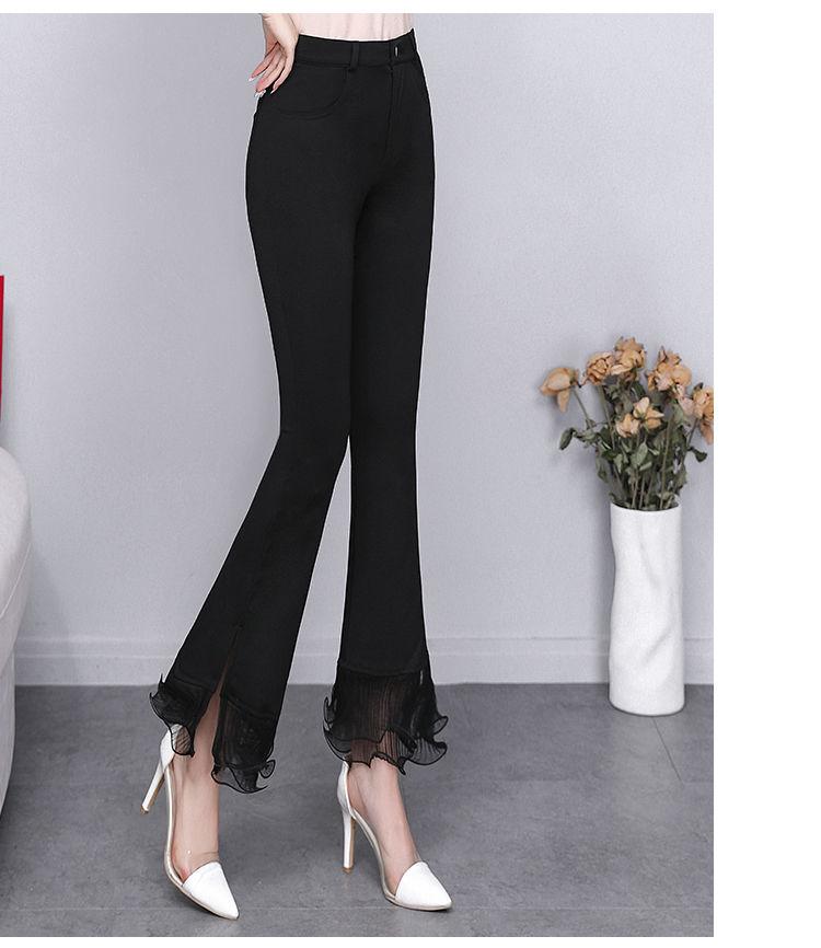 

Корейская Мода Корейское Кружево Шифон Клеш Брюки Весна Лето Тонкие Прилегающие С Разрезом С Высокой Посадкой Офисная Леди Элегантные Однотонные Повседневные Брюки M чёрный