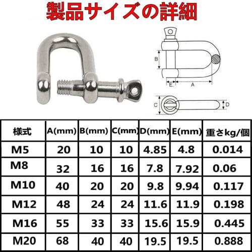 Shu Tech Stainless Steel Shackle, SUS304 Screw Shackle, Lifting Device, Stainless Steel Shackle, M5, M8, M10, M12, M16 (m8 5)