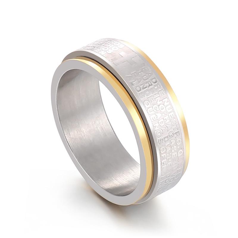 Retro Fashion Arc Ring: Men's Rotating Decompression Titanium Steel Ring