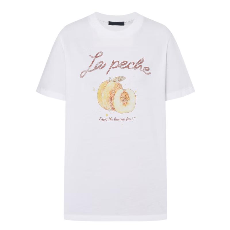 MO&Co. 2025 Summer Distorted Fruit Print Relaxed T-Shirt L
