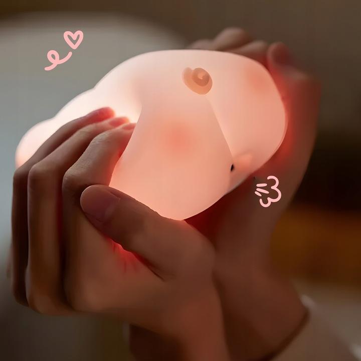 Lampka LED ŚWINKA – Silikonowa, 3 tryby jasności, ładowana przez USB-C