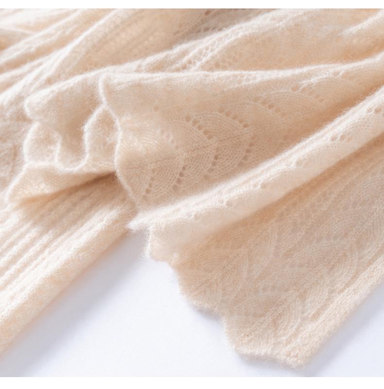 Women's 100% Pure Cashmere Knit Scarf - Solid Color, Fashionable and Warm