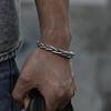 2023 Retro Men's Geometric Woven Cable Open Bangle in Silver-Plated Copper