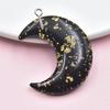 Colored Resin Moon Pendant Keychain with Gold Foil - DIY Jewelry Accessory