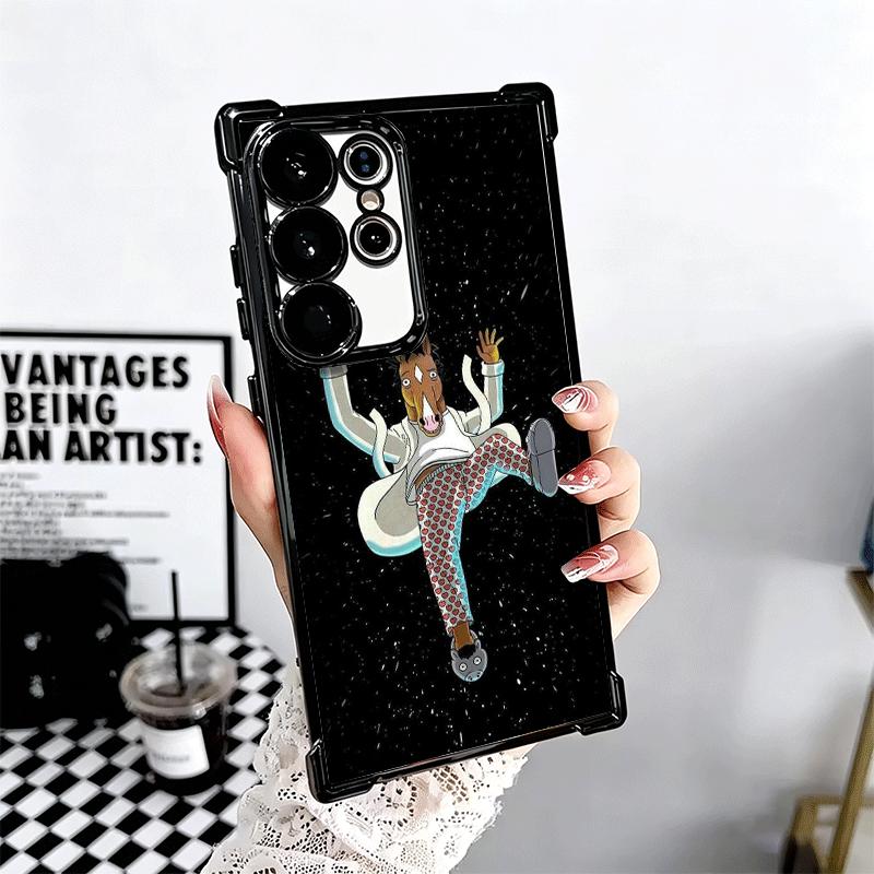 B-BoJack H-Horseman Funny Plating Phone Case For Samsung Galaxy S24 S25 FE S26 Edge S23 Ultra S22 S21 Plus S20 Anti-Fall Airabag