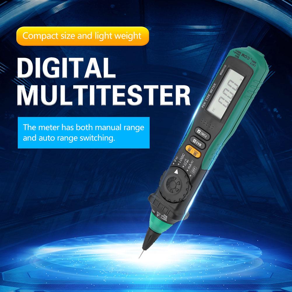 MS8211D LCD Digital Pen Type Multimeter Auto Range AC DC Voltage Current Resistance Tester