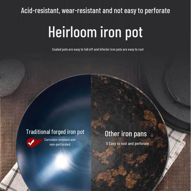 Jixingren Handmade Wrought Iron Style Non-stick Wok