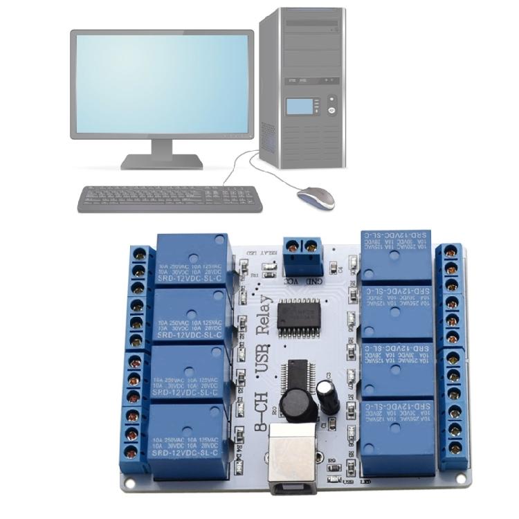 Programmable USB 8 Channel Control Controller Circuit Board for Automation Solution 12V Power Control Module