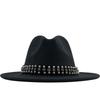European, American and British Style Retro Fringed Pearl Chain Woolen Felt Hat Wide-brimmed Top Hat Korean Jazz Hat Lady Hat Tide