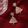 European and American Santa Claus Snowflake Christmas Tree Stud Earrings - Sweet and Lovely Festive Accessory