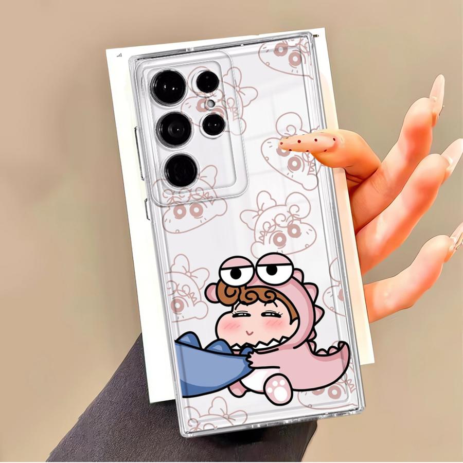 Case for Samsung Galaxy S25 Edge S20 Plus S26 S24 S21 S22 FE Note 20 Ultra 10 S23 Ultra Phone Cover Cartoon Crayons Shinchan