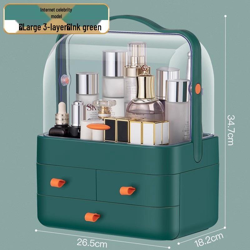 Compact Skincare Cosmetics Organizer: Handheld, Dustproof Drawer Rack for Desktop Storage