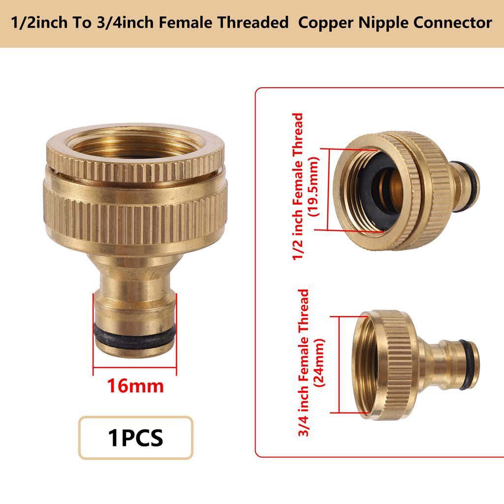 1/2" 3/4" 1" Threaded Brass Quick Connector M22/24 Nipple Fitting Garden Hose Quick Connect Faucet Adapter Water Hose Connector
