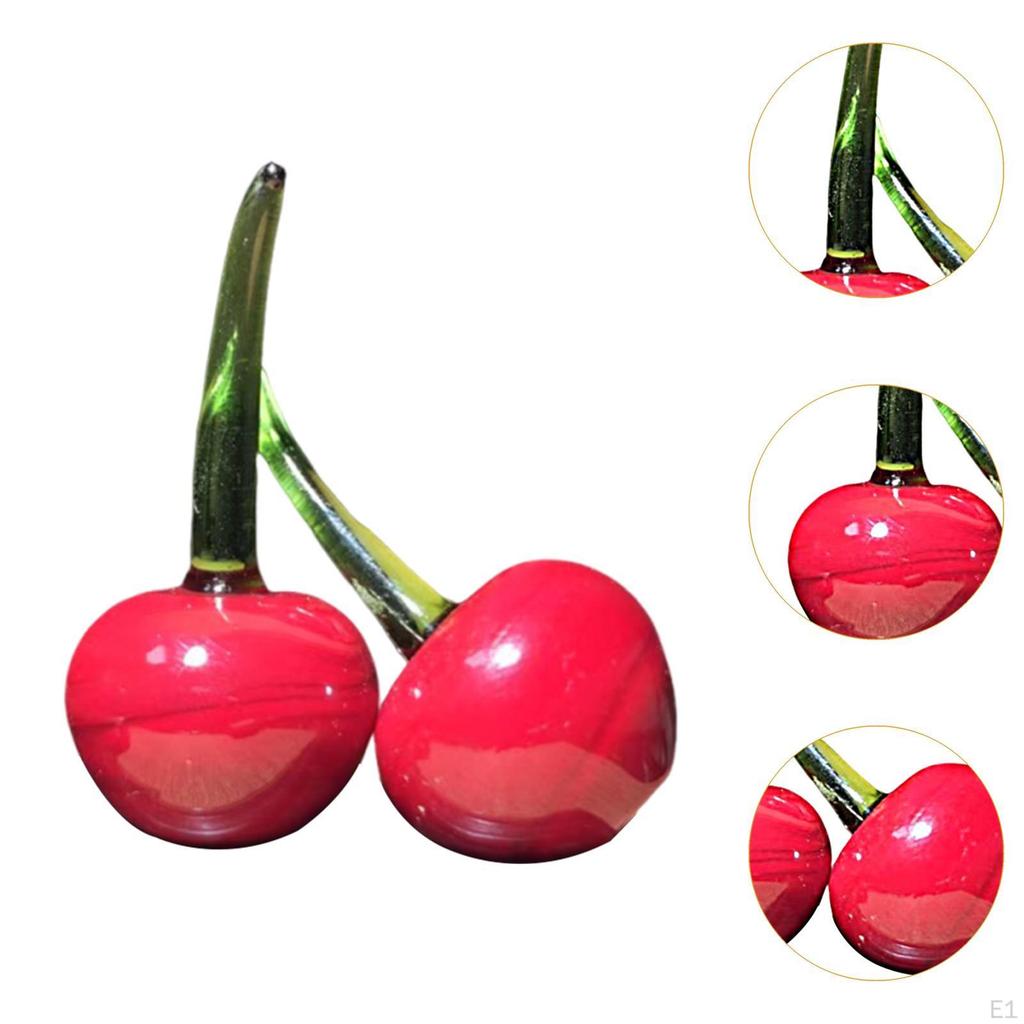 2 Pieces Fruit Cherry Statue Lifelike Crafts Multipurpose Tabletop Centerpiece Sculpture for