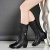 Women's Mid-calf Boots High Quality Casual Leather Boots Fashion Wedge-heeled Boot Plush Warm Snow Boots for Women Winter Botas