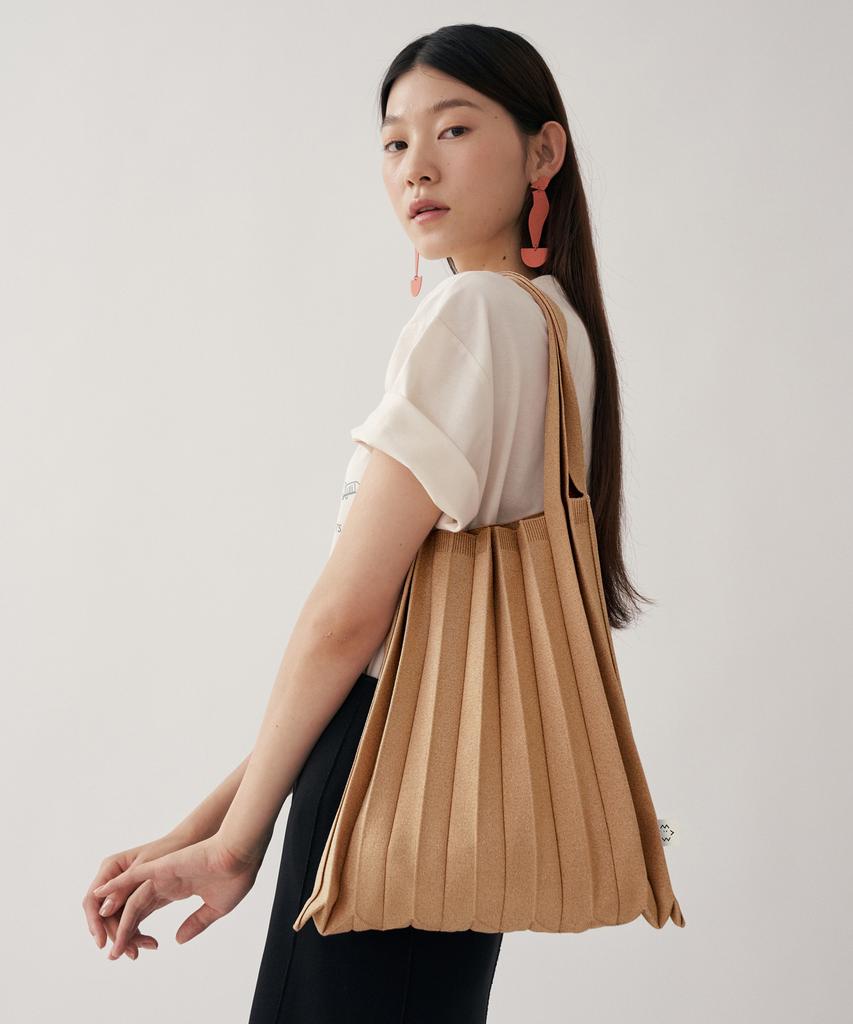Pleatsmama Shoulder Bag Glitter Gold
