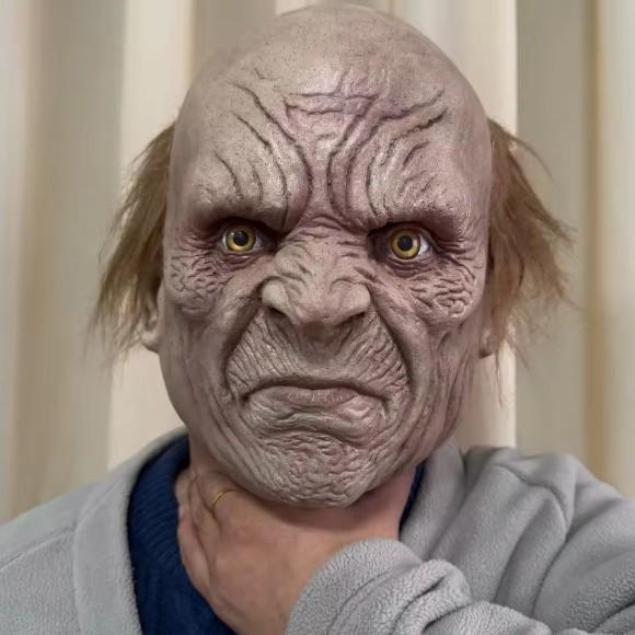 Fierce Old Man Halloween Horror Mask Latex Headgear Mask Fierce Old Man