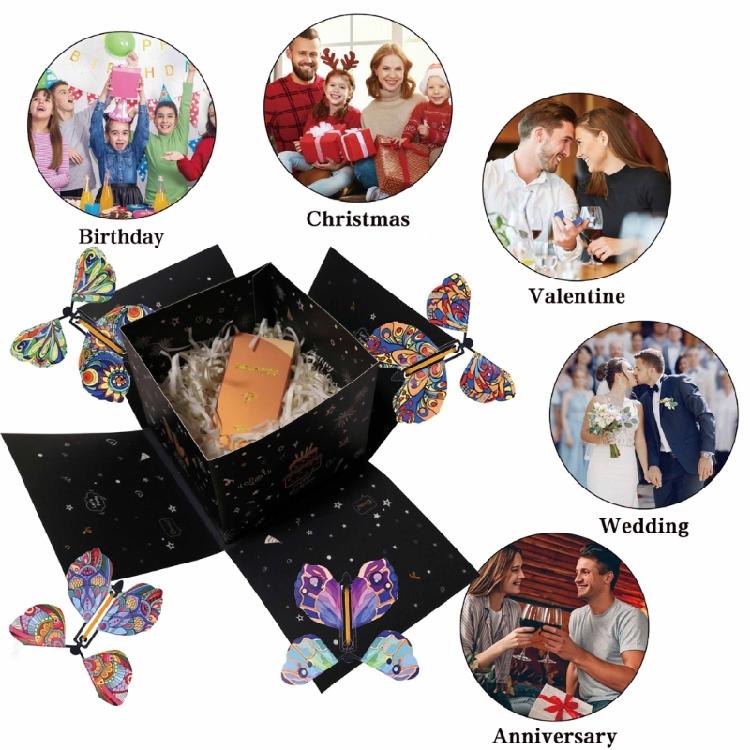 Magical Fluttering Butterflies Gift Box for Birthdays Stylish Colorful Flying Butterfly Explosions Box Decorations