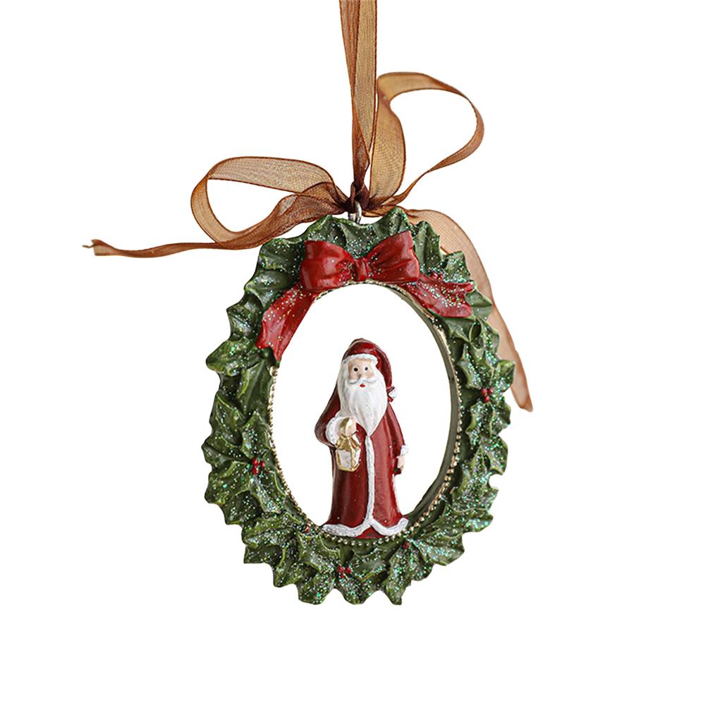 Christmas Tree Ornament Resin Hand-Painted Hanging Decor With Rope Vintage Bell Pendant For Holiday Home Party Decoration