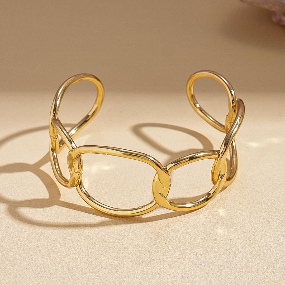 Metallic irregular geometric winding open bracelet unique personality jewelry