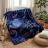 Neon Cats In Space Theme Blanket Lightweight Warm Flannel Blanket Decorative Throw Blanket for Home Decoration