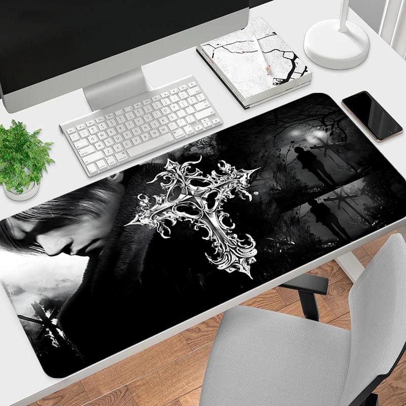 1Pc Gothic Ornate Cross Gaming Mouse Pad Keyboard Desk Mat Non-slip Rubber Lock Edge Waterproof Computer Mousepad for Office Home Decor Q1952