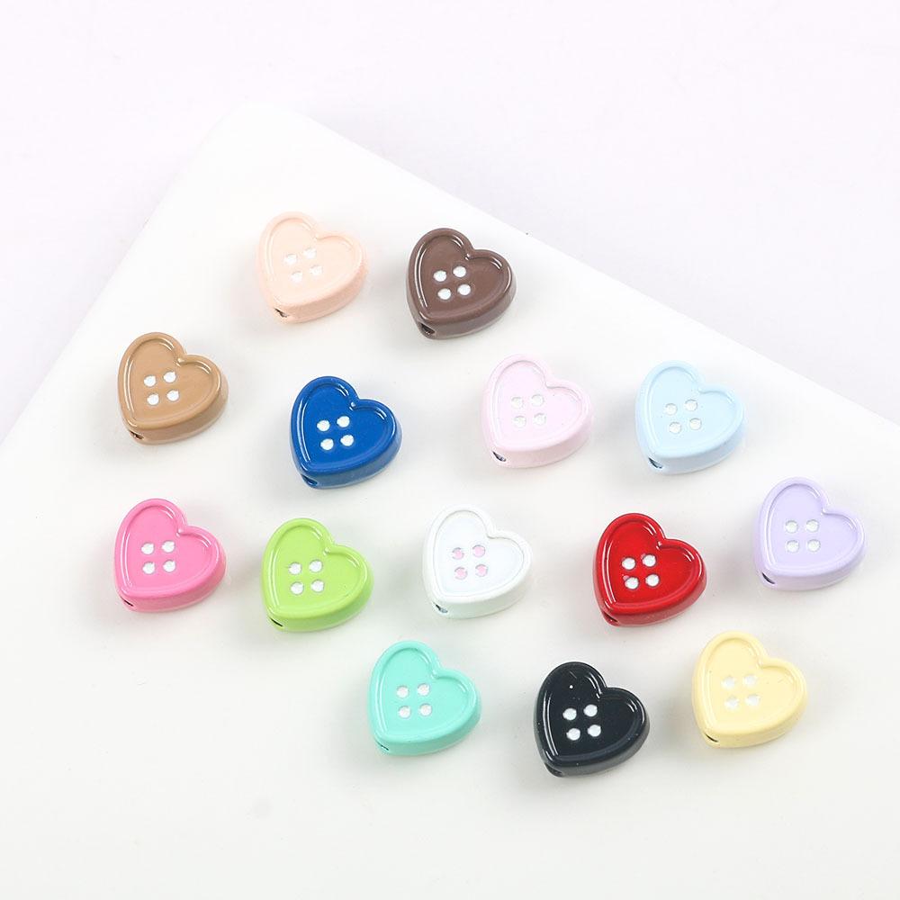 Cute Sweet Metal Love Button-Shaped Jewelry Accessories Wind Hair Accessories Mobile Phone Case Diy Necklace Material
