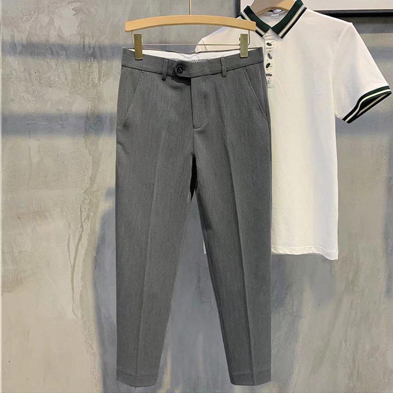 Summer new drape non-ironing small trousers men's slim-fitting retro trousers light business simple casual trousers