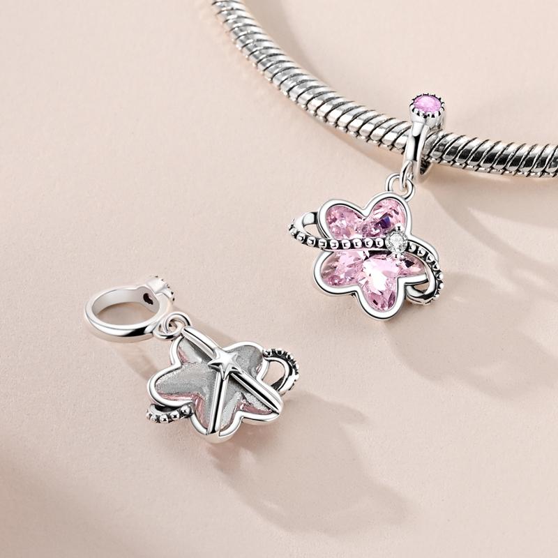 Nowe Oryginalne Koraliki Zawieszki Miedziane Różowe Seria Szczęśliwa Wiszące Zawieszki Do Bransoletki Kobiety Dziewczynki Fine DIY Biżuteria Prezent