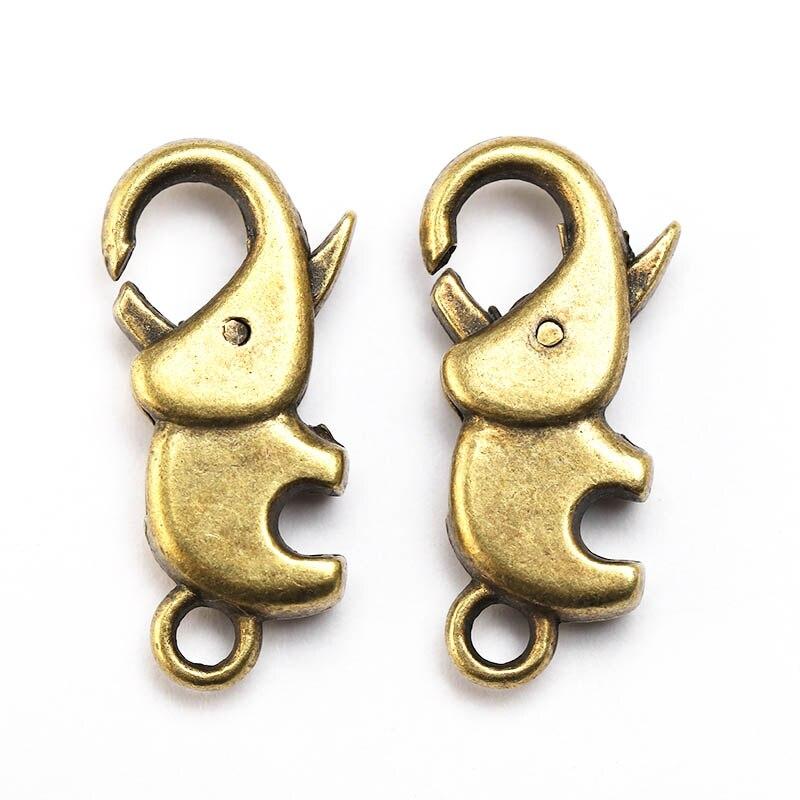 10pc Elephant Lobster Clasp Antique Silver Hooks for Keychain Necklace Bracelet Chain DIY Jewelry Making Findings Components