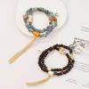 New Ceramic Beaded Bracelet Double Circle Chinese Style Tassel Summer Accessories Jewelry Live Stream Supply