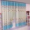 2PCS Blackout Heat Insulation Short Punched Curtain Living Room Bedroom Study Finished Curtain Thickened Printing Bay Window Perforated Curtains