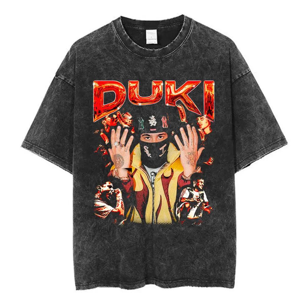 Rapper Duki ADA Tour Vintage Washed Tshirt Men Women Clothing Hip Hop Oversized Tshirts Cotton Cozy Short Sleeve T Shirts