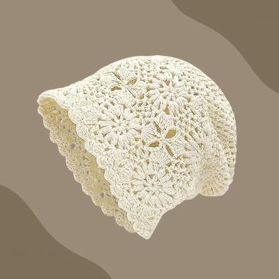 İnce Oyuk El Tığ İşi Örme Şapka, Yaz İçin Bayanlara Moda İnce Şapka