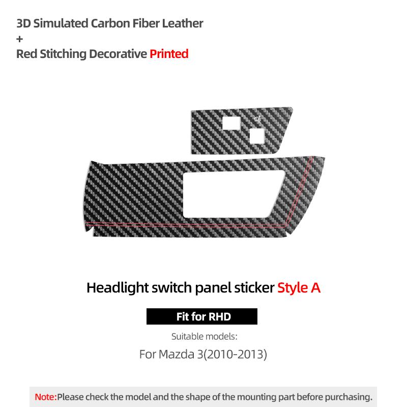 Betterhumz For Mazda 3 Axela 2010-2013 Made of Alcantara Auto Headlight Lamp Switch Panel Trim Sticker Car Interior Accessories