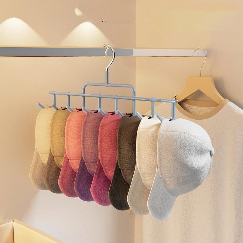 1Pc New Hat Rack Instagram-Style Cap Organizer With Hanging Hooks, Fits 8 Tall Caps For Dorm Closet Wall Mounted Baseball