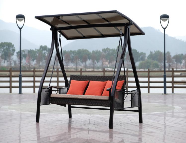 In-Stock Outdoor Hanging Swing Chair: Waterproof Wrought Iron Reclining Rocker for Balcony, Courtyard, or Garden