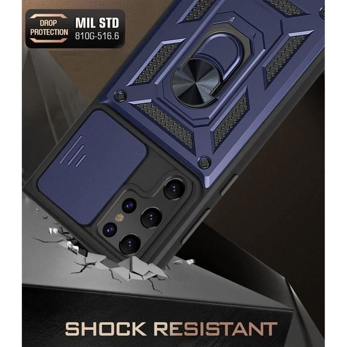 Coque de Protection - Samsung - S22 Ultra - Bleu Marine - Style Armée - Support 360°