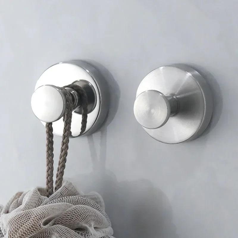 6/1PC Stainless Steel Suction Cup Hooks Punch-free Wall Mounted Hook Hanging Towel Holder Bathroom Kitchen Vacuum Suction Cup