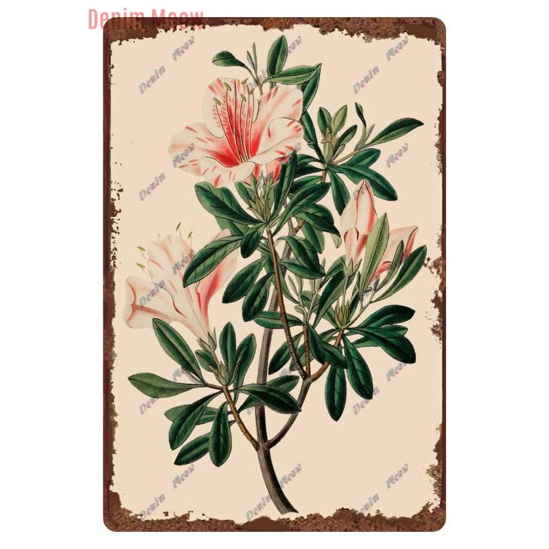 Funny Plants Metal Tin Sign Vintage English Flowers Retro Fruits Butterflys Animals Wall Poster Home Plates WY
