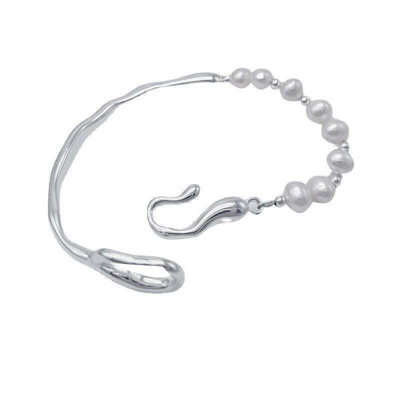 Korean Freshwater Pearl & Sterling Silver Bracelet for Women – High-Gloss, Versatile, and Elegant Hand Jewelry