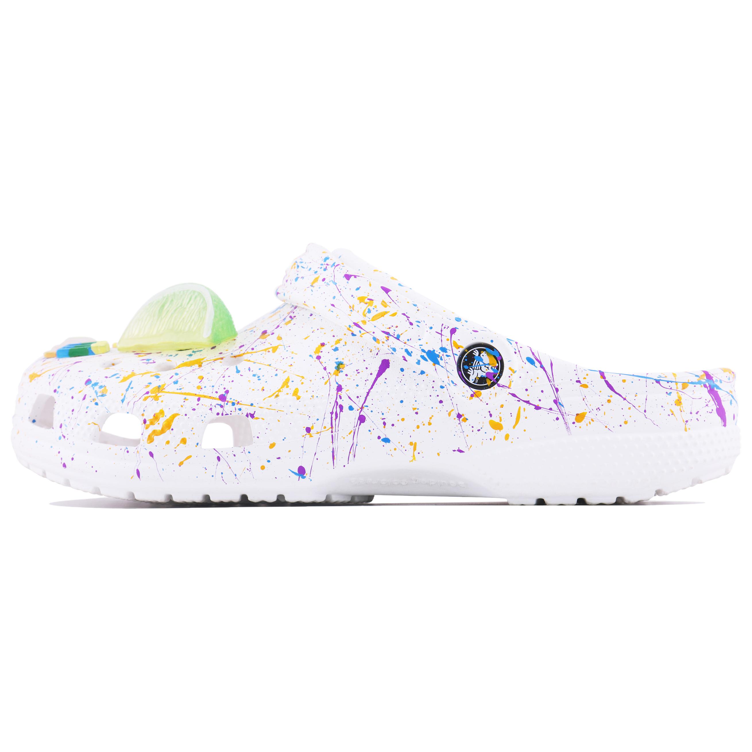 

Crocs Классические клоги Морская соль Пузырь SDS Брызги чернил Граффити Повседневный и Универсальный Дизайн Чувство Моды Дырявые туфли Унисекс Белый 43-44 белый