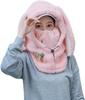 Rabbit Ski Mask, Cute Rabbit Snowboard Ski Mask, Rabbit Snowboard Helmet Cover, Women's Plush Hood Ski Mask,pink