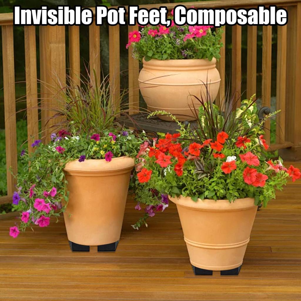 Plant Pot Feet 10 Sets Of Flower Pot Lifter Anti-Slip Gardening Pads Hexagon Planter Riser For Daily Living Room Patio Workplace