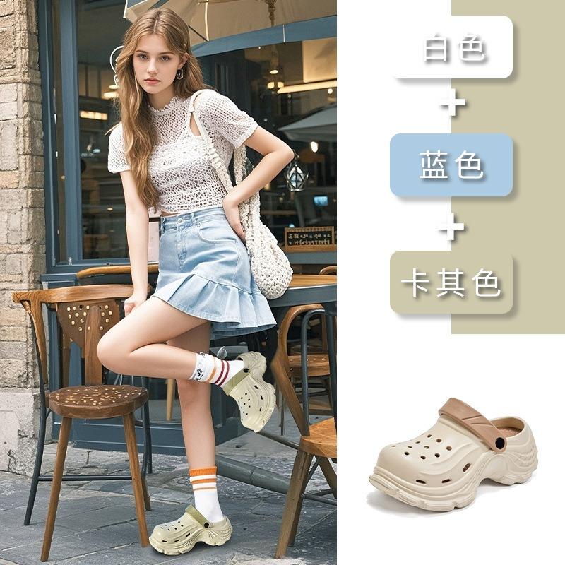 Cave shoes women's summer new thick-soled heightening outer slippers Baotou casual beach cool slippers