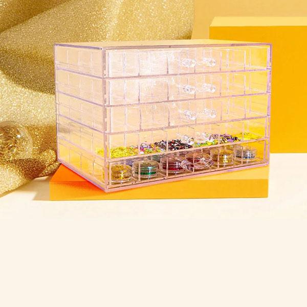 WTEMPO Desktop Earrings Necklace Multi-layer Storage Box Drawer-type Nail Drill Jewelry Finishing Box Nail Polish Glue Transparent Storage Box