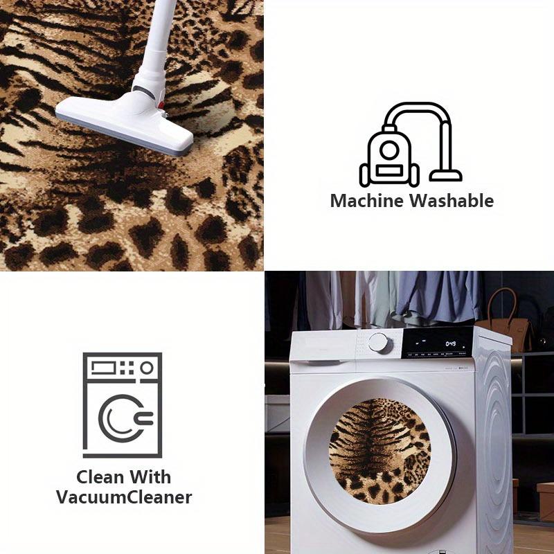 Velvet Non Slip Spandex Bottom Area Large Mat Black Imitation Leopard Animal Fur American Modern Style Machine Washable