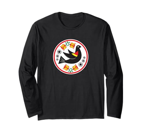 

PA Pennsylvania Dutch Red Wing Buckbird Fraktur Barn Hexagonal Star Long Sleeve T-Shirt