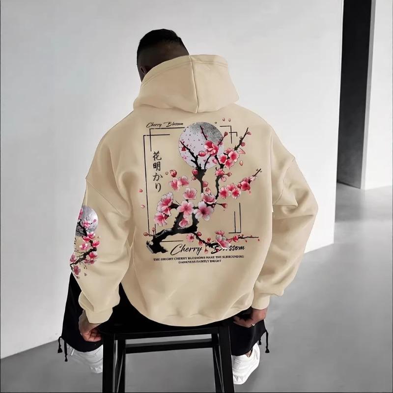 

Men s Oversized Hoodie Cherry Blossom Moon Graphic Spring Autumn Casual Streetwear S